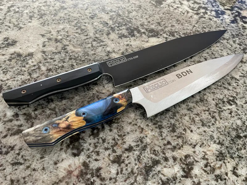 Meglio Knives is a knife store in San Diego, California featuring Chef, Custom, Kitchen knives and knife sharpening.